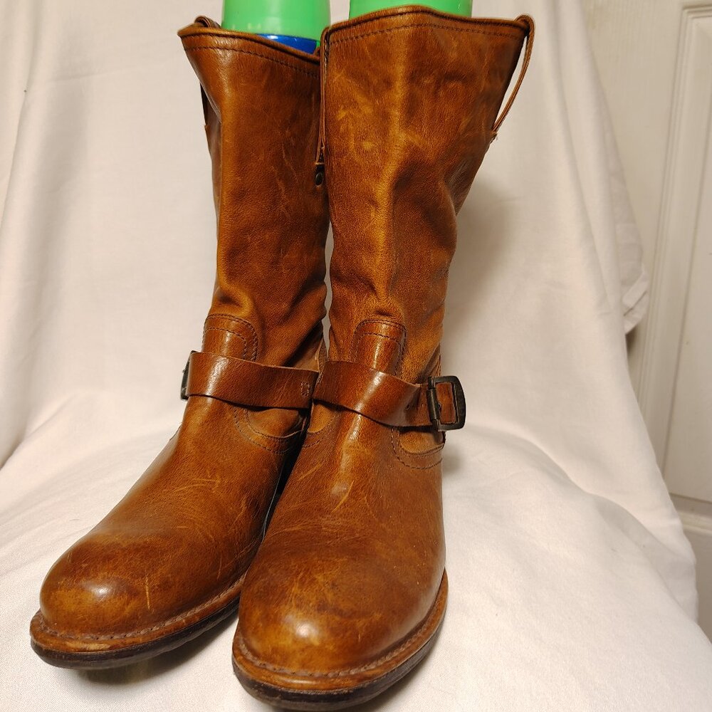Frye Brown Leather Mid‑calf Boots – Women’s Size 10